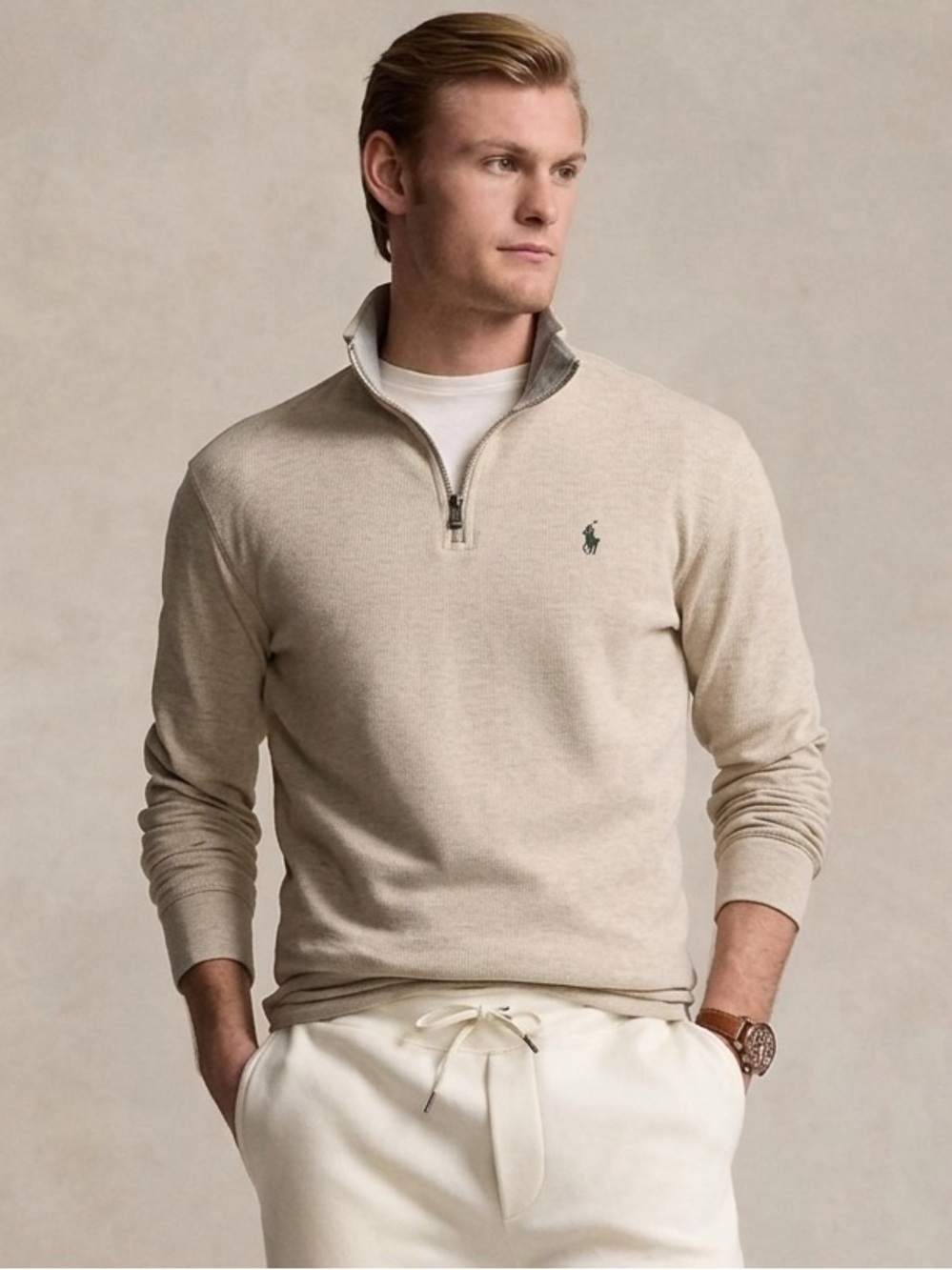 Polo Ralph Lauren Quarter-Zip Pullover — Beige